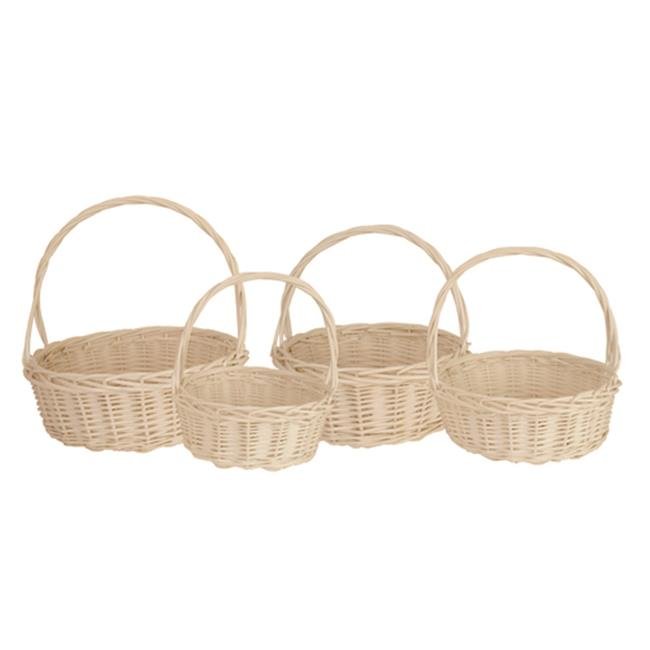 Set Of 4 Painted White Willow Baskets