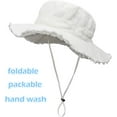 thumbnail image 7 of Womens UPF50+ Cotton Wide Brim Sun Hat with Strap Ladies Summer Floppy Hats Packable Women Washed Fringes Bucket Hat, 7 of 7