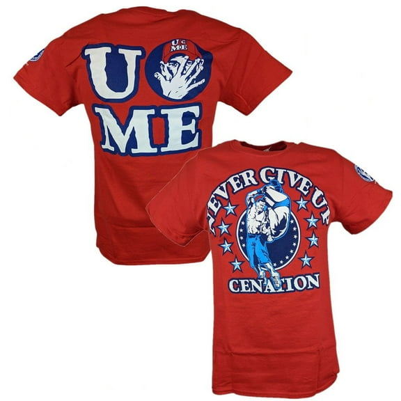 John Cena Red Persevere Never Give Up Mens T-shirt XL