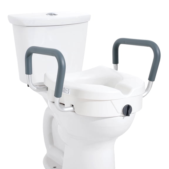 VEVOR Raised Toilet Seat, 5" Height Raised, 350 lbs Weight Capacity, for Round and Elongated Toilet, Twist Lock Installation,19.1" - 21.7" Adjustable Width