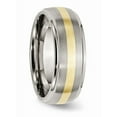 thumbnail image 4 of Titanium/14K Titanium Brushed Center With 14K Yellow Inlay 8mm Ridged Edge Band (Size 9.5) Made In China tb102-9.5, 4 of 4