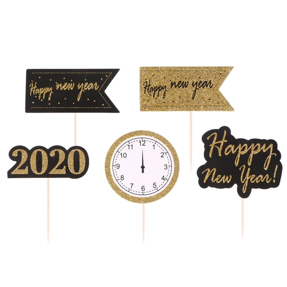 LABSERRON 5-Pack Paper Cake Toppers in Assorted Colors for Birthday, Wedding, and Party Decorations
