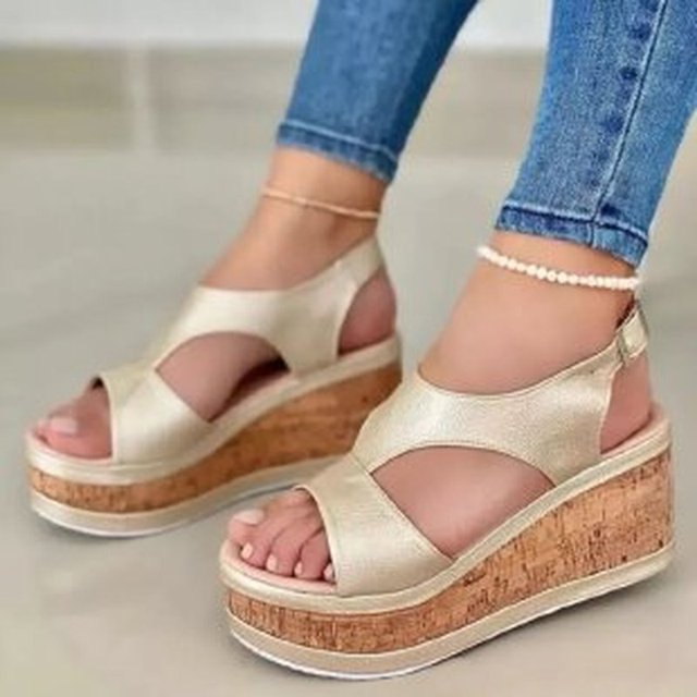 Novedad de verano, sandalias de boca de pez de suela súper gruesa, sandalias de mujer con suela gruesa impermeable, zapatos informales para mujer 36 Gao Jinjia LED