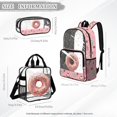 thumbnail image 4 of Kuiaobaty Donuts Print Clear Backpack Set for Girls Strawberry Print Backpack and Lunch Bag Set with Bottler Holder See Through PVC Bookbag and Pencil Case for School, 4 of 5