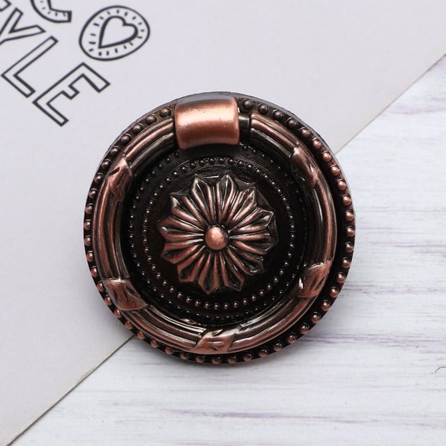 CRAFTHROU 5 Pcs Boutons en Métal pour Poignées de Meubles Forme Ronde Rouge Bronze