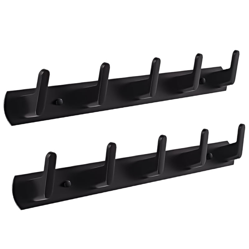 2Pcs Coat Rack Wall Mounted With 5 Hooks, Stainless Steel Coat Hook