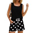 thumbnail image 5 of 2 Piece Sets for Women Casual Womens Short Sets Polka Dots Travel Vacation Sleeveless Tank Top Square Neck Drawstring Womens Summer Outfits Black S, 5 of 8