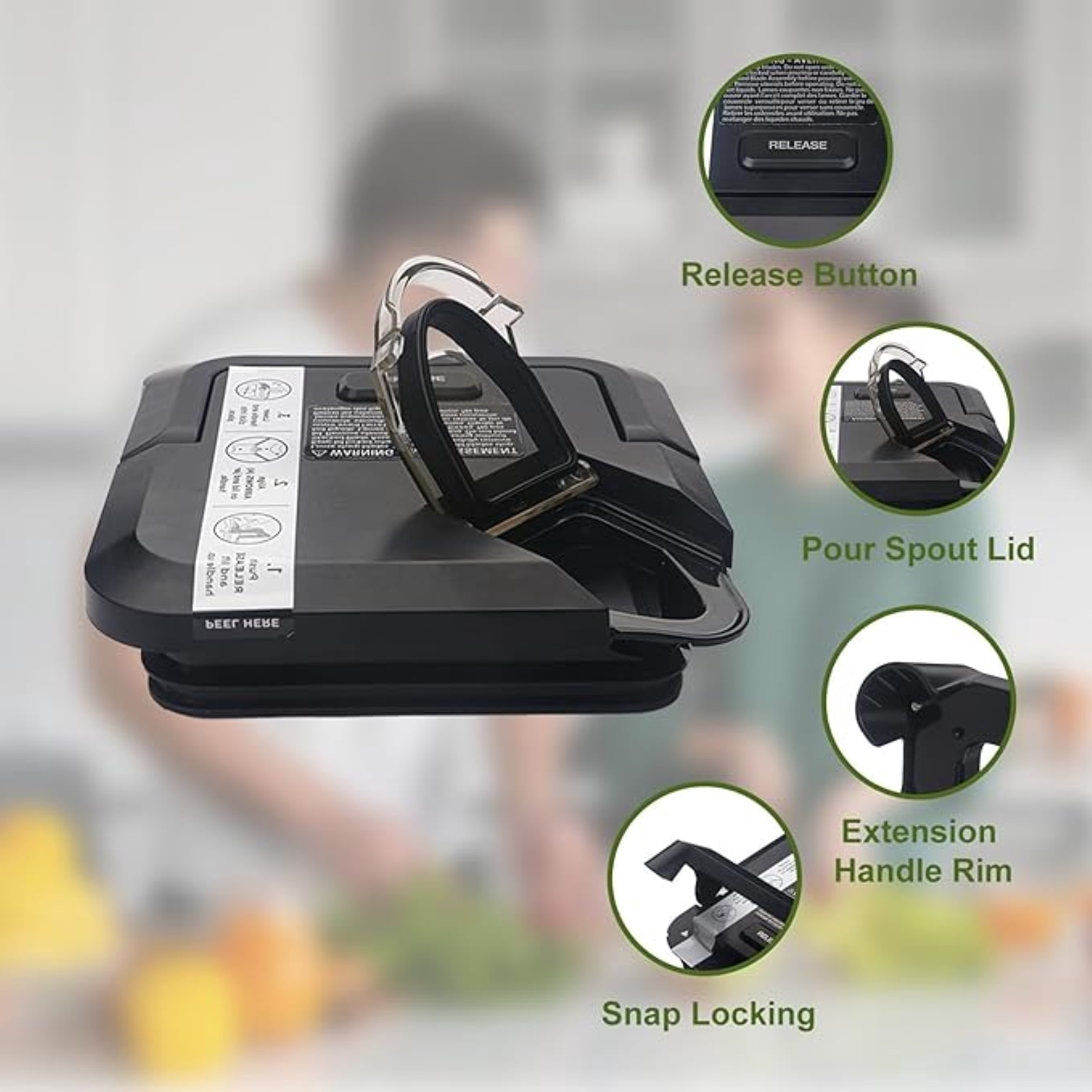 Genuine Ninja Blender Lid Replacement for 72oz & 64oz XL Pitchers - Fits Auto IQ Ninja Blender Models
