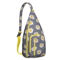 thumbnail image 1 of Vintage Floral Sling Backpack - Retro Daisy & White Blooms Pattern, Fashionable Multi-Functional Bag, 1 of 4