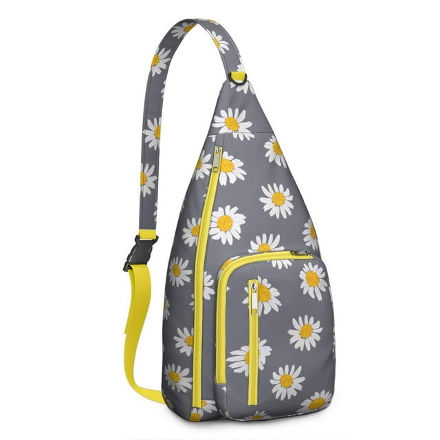 Vintage Floral Sling Backpack - Retro Daisy & White Blooms Pattern, Fashionable Multi-Functional Bag