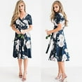 thumbnail image 3 of Fortune Robe d'Été Bohème à Fleurs pour Femme, Col en V, Ample, Ceinturée, Midi, 3 of 5