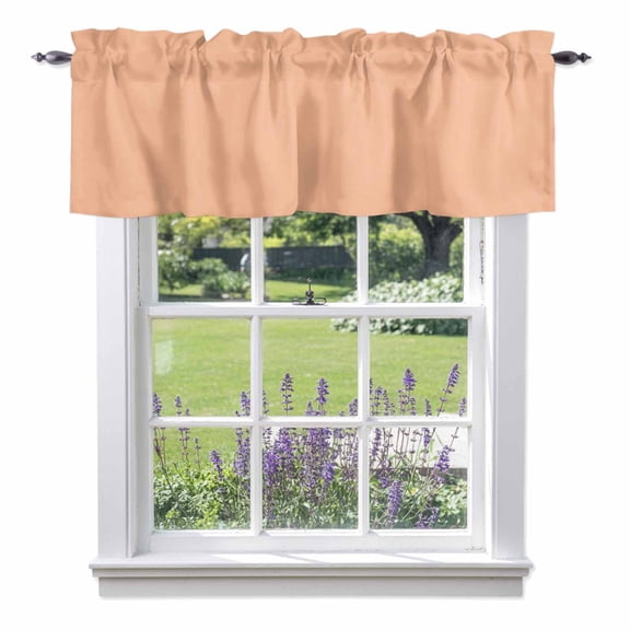 Peach Fuzz Valances for Windows, Coral Valance Window Treatment Rod Pocket Short Curtains Valances for Kitchen Bathroom 54"W x 18"L