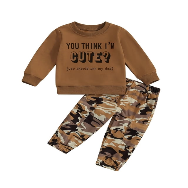 PENGXIANG Baby Boys 2PCS Pants Sets Long Sleeve Neck Sweatshirt Tops Solid Color Pants Sets