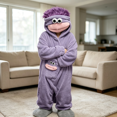 thumbnail image 3 of Monster Onesie Animal Pajamas Cosplay Costume with Slippers, Big Eyes Wide Mouth Monster Jumpsuit, Funny Character Outfit, Halloween Costume for Couples, Parties and Lounging Events, Light Purple:XL, 3 of 5