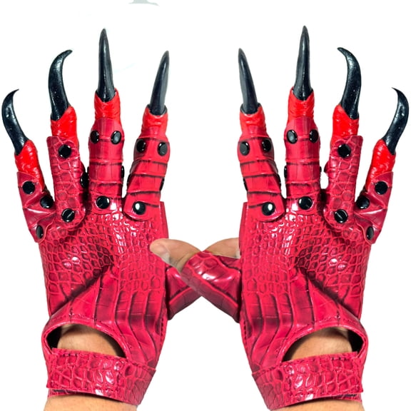 Soft Scale Red Dragon Claws Flexi Movement Gloves Costume Accessory