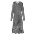 thumbnail image 4 of Vestido largo de manga larga con estampado floral SCZ casual de otoño e invierno gris Talla M, 4 of 5