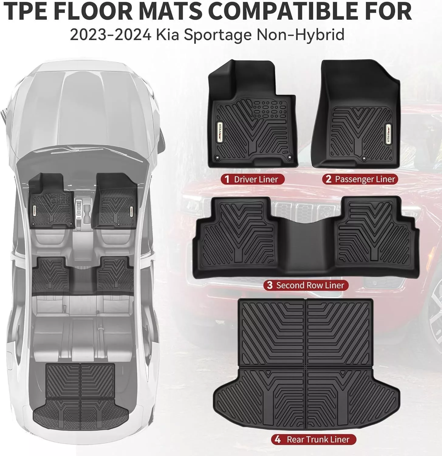 RVNI 3D Molded Floor Mats + Cargo Liner for 2023 2024 Kia Sportage Non Hybrid