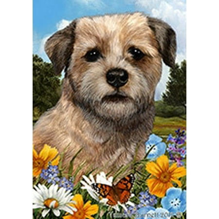 Border Terrier - Best of Breed Summer Flowers Garden