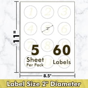 Koala Round Label Stickers 2 In, Printable Waterproof Circle Labels for Inkjet + Laser Printers 60 Labels for Soap, Jars, Canning, Matte Vinyl Sticker Paper