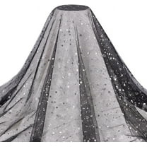 1pc 3Yard Black Sequins Star Lace Fabric 59" Silver Stamping Star Mesh Lace Fabric for DIY Handmade Clothing Wedding Dress Home Decor 0.4mm Thick Polyester