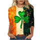 thumbnail image 2 of Xuyuer Women's Fashion St. Patrick's Day Printed 3/4 Sleeve Round Neck Blouse, Casual Holiday Top for Irish Themed Parties, Festival Outfits and Seasonal Celebration, 2 of 5