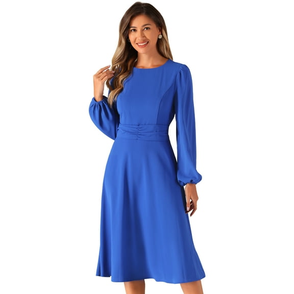 DARING DIVA Flowy Midi Lantern Fall Winter Dress XS Royal Blue