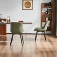thumbnail image 5 of YOUNIKE Dining Chairs Set of 2, Upholstered Dining Room Chairs with Metal Legs, Faux Leather Kitchen Chairs, Armless Side Chairs, Large Padded, Metal Legs, Olive Green, 5 of 14