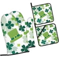 thumbnail image 2 of Saint Patrick Day Oven Mitts and Pot Holders 4 Pcs Sets for Kitchen, Cooking Gloves Heat Resistant Oven Mitt Gloves Non Slip Potholders for Baking, BBQ, Grilling, 2 of 6