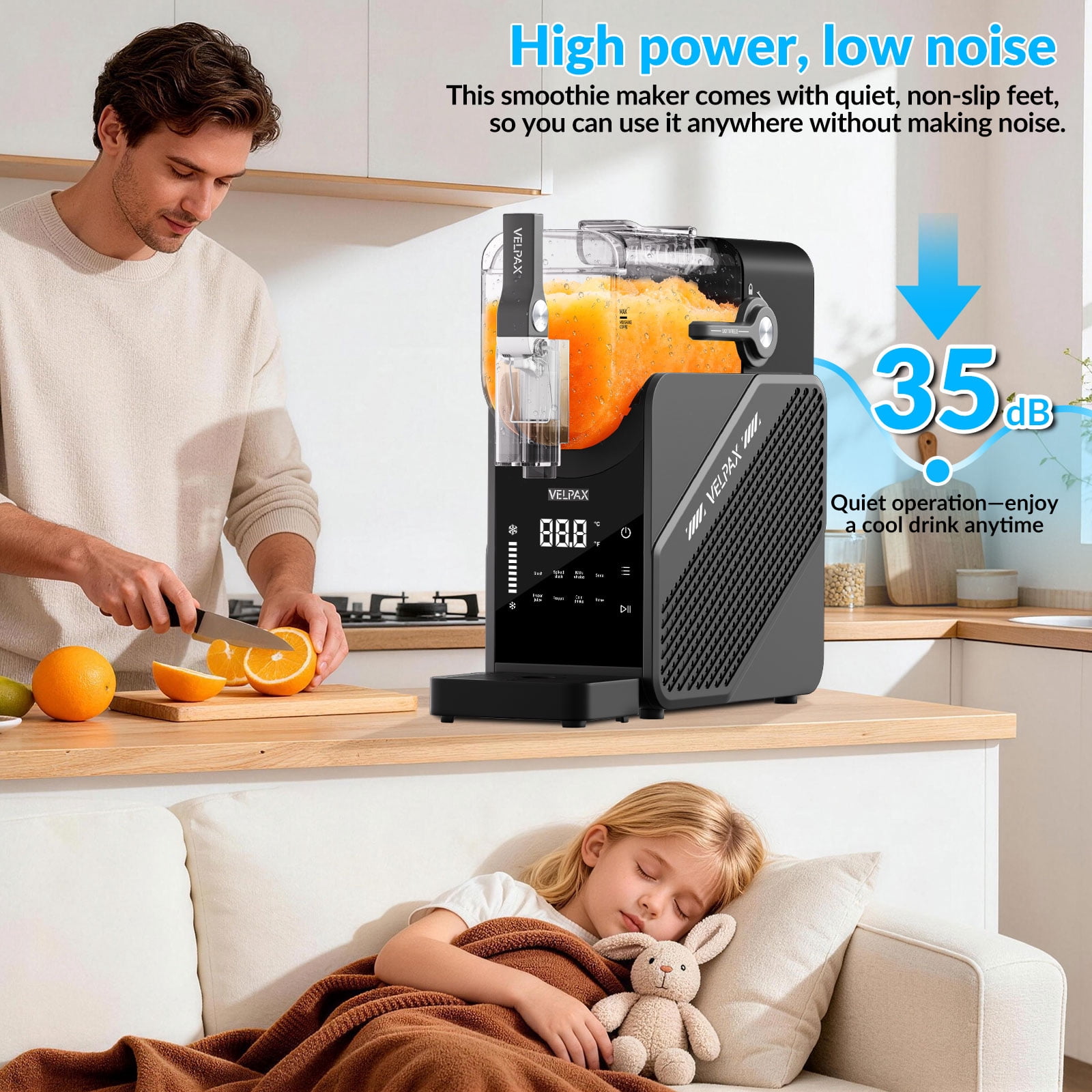88 oz 7-in-1 Slushie Machine for Home, Professional Frozen Drink Maker with LED Display & Auto-Clean, No Ice Needed, Ideal for Frozen Drinks, Desserts, Family