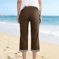 thumbnail image 6 of TaTaai Womens Casual Stripe Pants Cotton Linen Blend 7/8 Length Drawstring Waist Loose Fit Capri Trousers for Spring Summer Daily Wear Gift, 6 of 9