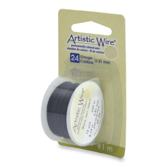 Beadalon Artistic Alambre para manualidades, calibre 24, color negro, 10 yardas (9,1 m) (AWD-24-02-10YD)
