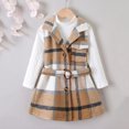 thumbnail image 2 of Odeerbi Toddler Winter Coat Kids Girls Outerwear Jackets Autumn Plaid Coat New Suit Fashion 2025 Casual Children's Suit Two-piece Khaki, 2 of 6