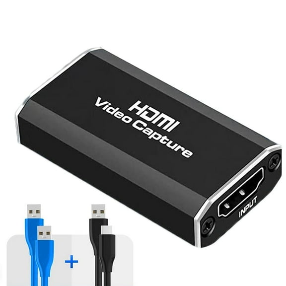 Capture Card 1080p 60fps, 4K HDMI to USB Video Game Capture Card with USB to USB/Type-C Cable, Video Audio Capture Card for Broadcast Live and Record with DSLR, Camcorder