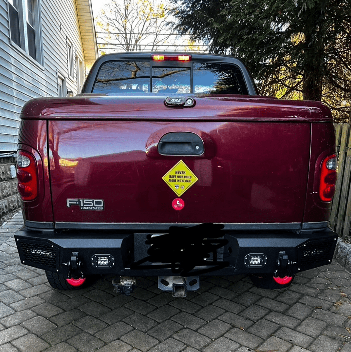 Vijay Compatible with 1997-1998-1999-2000-2001-2002-2003 Ford F150 Front and Rear Bumper Textured Black Steel with Light and D-ring