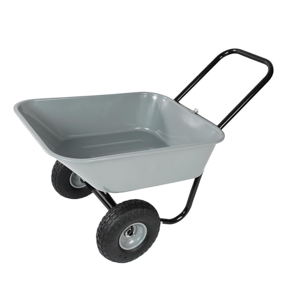 Spaco Garden Carts with 10" Pneumatic Wheel, Wheel Barrow Two Wheeled Trolley for Outdoor, Gray
