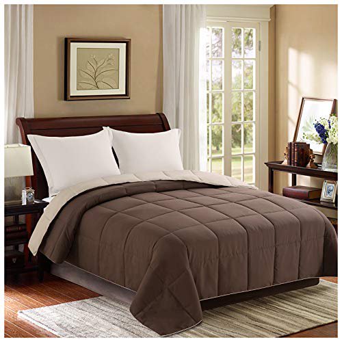 Homelike Moment Reversible Lightweight Comforter King Brown All Season