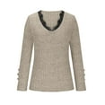 thumbnail image 3 of Dagugfen Ribbed Long Sleeve Tops for Women Lace V Neck Low Cut Slim Fitting Button Comfy Knit Casual Going out Tops, 3 of 6