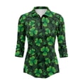 thumbnail image 2 of Uorisanigo Lucky Clover Womens 3/4 Sleeve Golf Shirts Size S Soft Fashionable Quick Dry Athletic Polo Shirts Versatile Zipper Neck Tennis Tops Casual Outing Wear for Workout Sports, 2 of 7