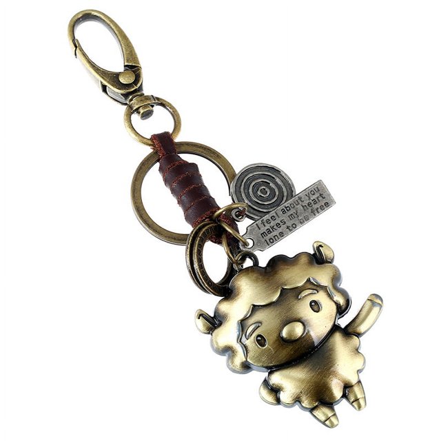 Porte-clés animal vintage (mouton), petit cadeau, cuir pour enfants et femmes, porte-clés voiture