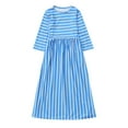 thumbnail image 2 of WOYY Big Girl's Striped Shirt Dress Long Sleeved Round Neck Casual Maxi Dress, 2 of 5