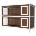 thumbnail image 1 of 2 Tier Wooden Rabbit Hutch Bunny Pet House Wooden Coop Run, Brown, 1 of 7
