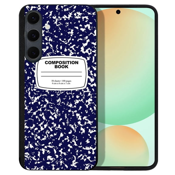 WIRESTER Shockproof Soft Rubber Cover Case for Samsung Galaxy S24 FE 6.7", Blue Composition Book