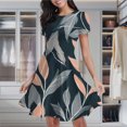 thumbnail image 2 of Abstract Floral Dark Pattern Women's Classic Swing Skater Dress Casual Work Party Cocktail Dresses, 2 of 6