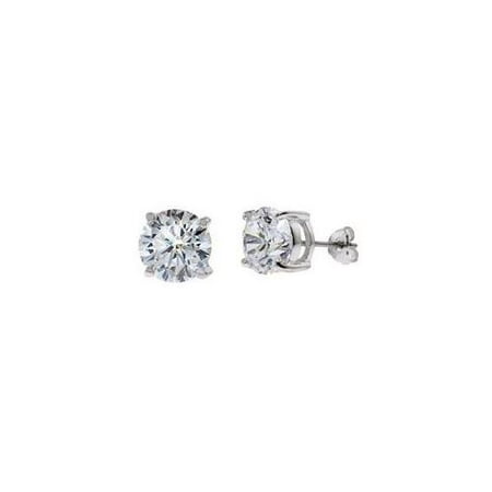 CZ EAR600-1-BASKET 1Ct Tw Cubic Zirconia Diamond Basket Setting - . 925 - Sterling Silver Stud Earrings