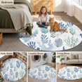 thumbnail image 6 of Coastal Blue Coral Round Area&nbsp;Rug 4ft Hand Painted Style Seagrass Ocean Plant Marine Life Non-Slip&nbsp;Washable Circle Rugs Soft Felt Indoor Floor Mat for Bedroom Kitchen Living Room Bathroom, 6 of 9