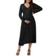 thumbnail image 1 of INSPIRE CHIC Vestidos de Maternidad para Mujeres con Botones Plisados de Punto de Manga Larga para Sesiones de Fotos Embarazo Vestido Maxi L Negro, 1 of 6