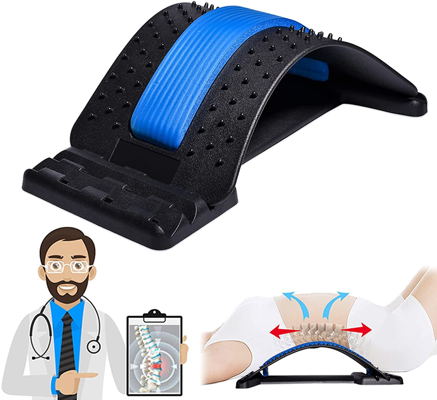 Back Stretcher, Lumbar Back Pain Relief Device, Spine Deck/ Multi-Level Back  Massager Lumbar, Pain Relief for Herniated Disc, Sciatica, Scoliosis, Lower  and Upper Back Stretcher Support - Walmart.com