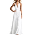 thumbnail image 4 of Karymi Halter Deep V Maxi Dress, Sleeveless Twist Front High Slit Backless Flowy Vacation Evening Gown Summer Dresses for Women, 4 of 6