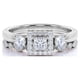 thumbnail image 3 of JeenMata Anillo de Boda Vintage con Halo y Banda Festoneada de Estilo Art Déco de 3 Piedras de Moissanita de Corte Princesa de 1,75 Uds en Oro Blanco de 18 K sobre Plata, 3 of 6