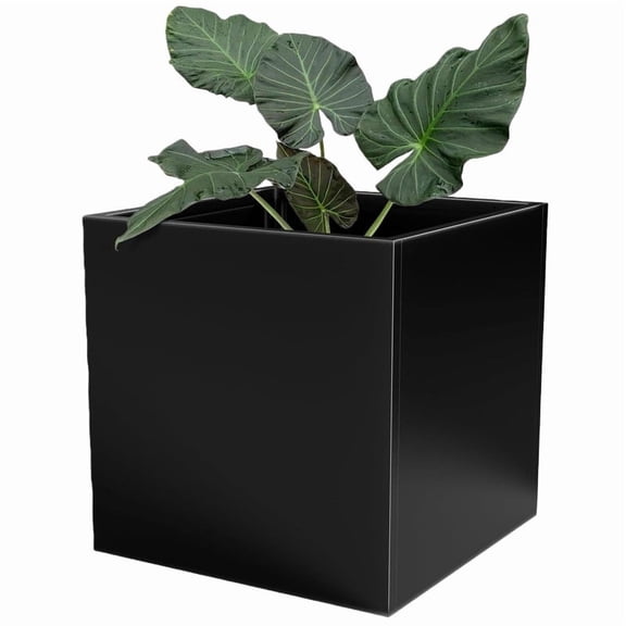 Datingday Tall Square Metal Planter Box 26"L x 26"W x 26"H, Heavy Duty Outdoor Planter with Removable Shelf, All-Weather Steel Garden Planters for Patio, Porch, Balcony, Yard